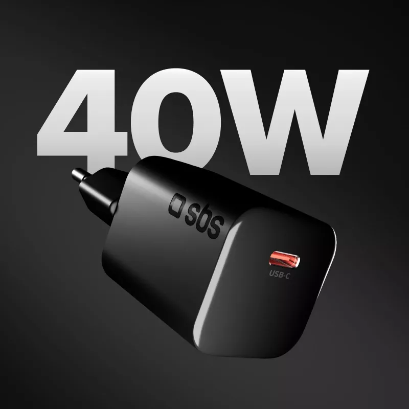 STEP BY STEP SBS 40W 1c μαύρος επιτοίχιος φορτιστής USB-C