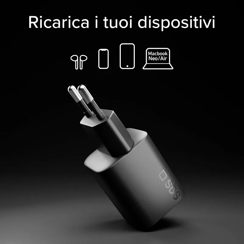 STEP BY STEP SBS 40W 1c μαύρος επιτοίχιος φορτιστής USB-C