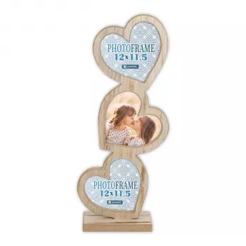 ZEP Frida Ξύλινη κορνίζα 3x12x11,5 cm με 3 καρδιές RE333