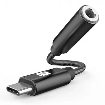 TECHLY Προσαρμογέας USB-C σε 3,5mm Audio με DAC, 12cm, Μαύρο