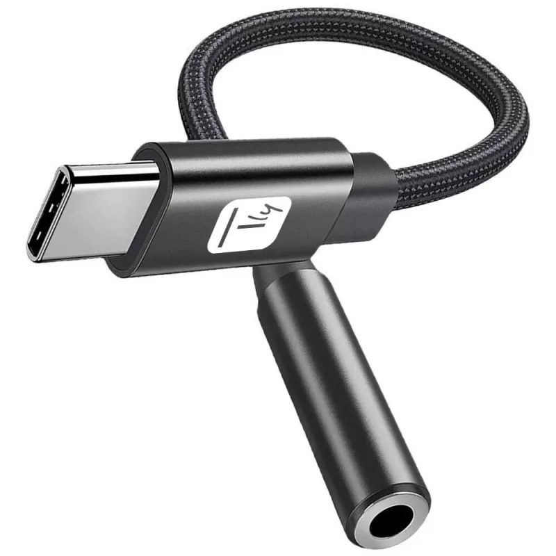 TECHLY Προσαρμογέας USB-C σε 3,5mm Audio με DAC, 12cm, Μαύρο