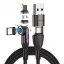 STATIK 360Pro πλεκτό περιστρεφόμενο καλώδιο 3 μαγνητικών ακρών 6-in-1 μαύρο 2m