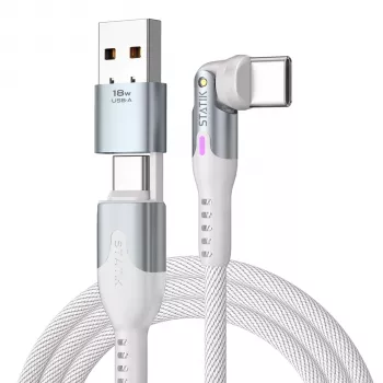 STATIK PowerPivot Pro Περιστρεφόμενο Καλώδιο USB-C 2 σε 1 Λευκό 2m