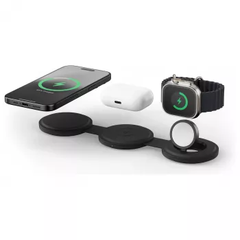 Satechi OntheGo Ασύρματος φορτιστής 3 σε 1 με Qi2, Μαύρο, 15W, ST-QTG31K
