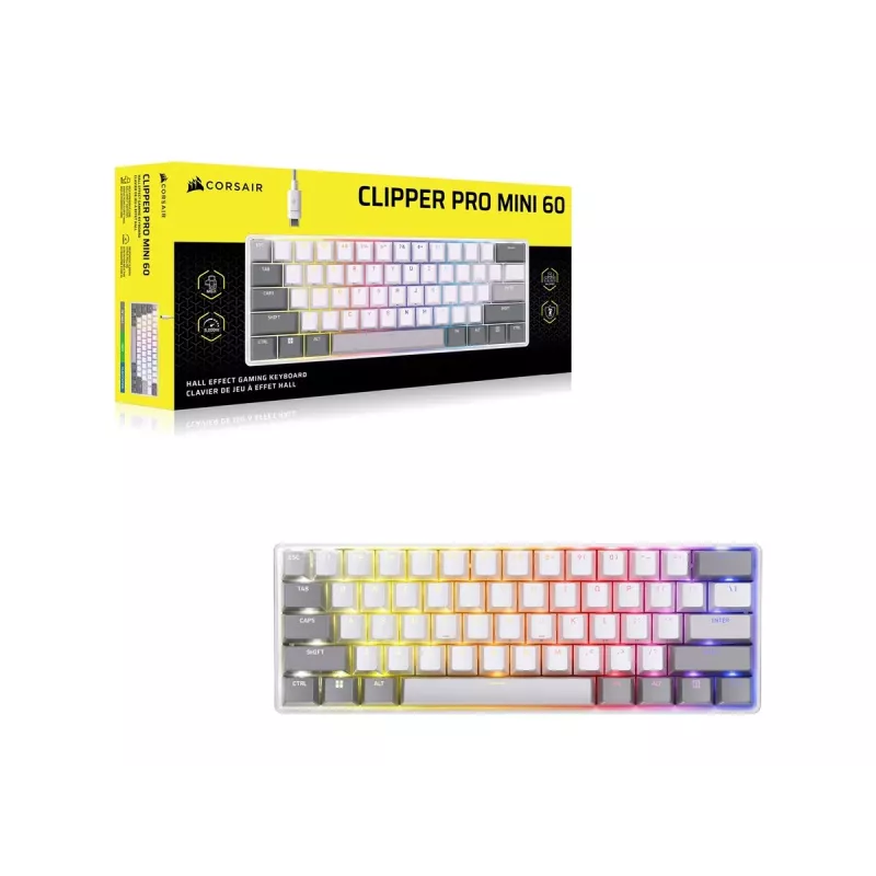 CORSAIR CLIPPER PRO MINI 60 Hall Effect Πληκτρολόγιο Gaming Λευκό
