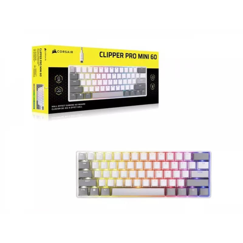 CORSAIR CLIPPER PRO MINI 60 Hall Effect Πληκτρολόγιο Gaming Λευκό