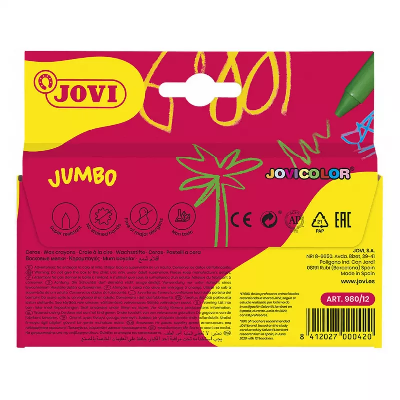 Jovi Κηρομπογιές Jumbo Assorted συσκευασία 12 τεμ.