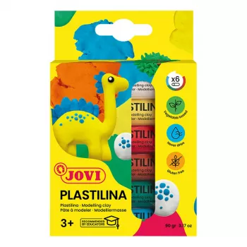 JOVI Plastilina Πλαστελίνη μοντελοποίησης μικτή 6 χρώματα 15g το καθένα σύνολο 90g