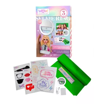 KIDS LED ring light για κινητό selfie vlog + σετ αξεσουάρ greenscreen 1,5x1m Wow Generation / Wow00024