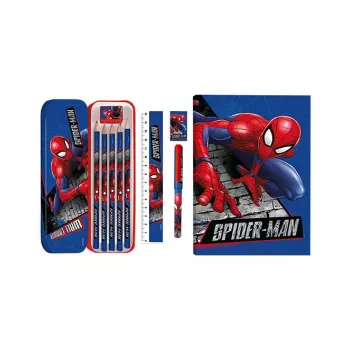 KIDS 11 σε 1 Spider-Man σετ σχολικών ειδών γραφείου με κασετίνα, ξυλομπογιές, A5 σημειωματάριο και άλλα
