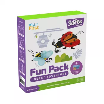 myFirst 3dPen Make Filaments Fun Pack Insect Adventure - Δημιουργικό Σετ για 3D Στυλό: 5 Πρότυπα, 17 PCL Νήματα (34 m), Μονάδα Αυτοκινήτου Pull-Back, Θερμοπλαστική Μεμβράνη