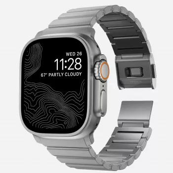 NOMAD Titanium Band V3 - Φυσικό τιτάνιο βουρτσισμένο μεταλλικό βραχιόλι για Apple Watch 46mm/49mm