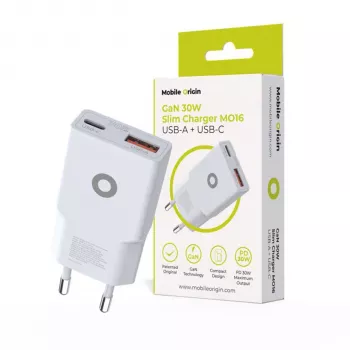 Mobile Origin 30W Slim Φορτιστής TÜV MO16 USB-A + USB-C