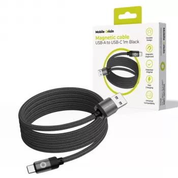 Mobile Origin Μαγνητικό Καλώδιο USB-A σε USB-C Μαύρο 1m