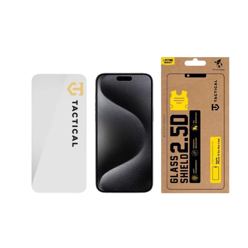 Tactical Glass Shield 2.5D Μεμβράνη προστασίας οθόνης για Apple iPhone 15 Pro Max Διαφανής