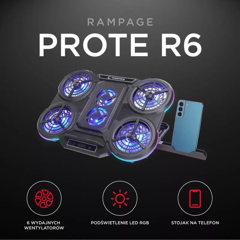 Rampage PROTE R6 Βάση ψύξης laptop, 10-17 ίντσες, RGB