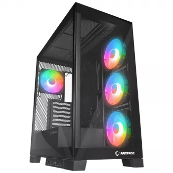 Rampage Hydra V2 Mid-Tower Κουτί PC με 4x ανεμιστήρες 120mm ARGB, σκληρυμένο γυαλί, μαύρο