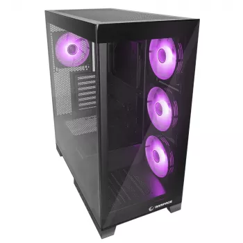 Rampage Hydra V2 Mid-Tower Κουτί PC με 4x ανεμιστήρες 120mm ARGB, σκληρυμένο γυαλί, μαύρο