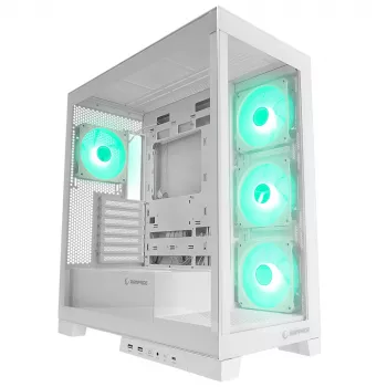 Rampage Hydra V2 Mid Tower Κουτί PC λευκό με 4x ανεμιστήρες 120mm ARGB και σκληρυμένο γυαλί