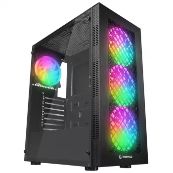 Rampage PLAID V1 Mid Tower Κουτί PC με παράθυρο από σκληρυμένο γυαλί, 4x ανεμιστήρες 120mm RGB, μαύρο