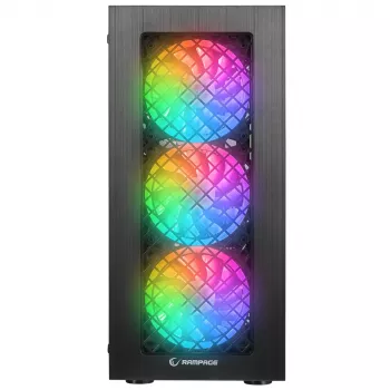Rampage PLAID V1 Mid Tower Κουτί PC με παράθυρο από σκληρυμένο γυαλί, 4x ανεμιστήρες 120mm RGB, μαύρο