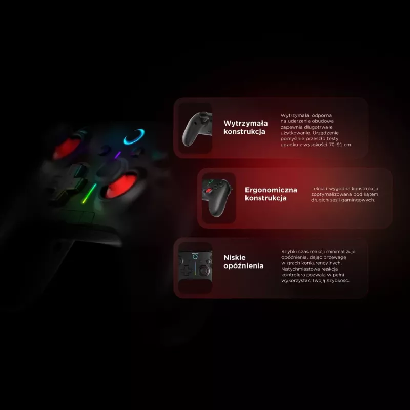 Rampage Hydra Pro Pad Wireless RGB 2.4G Hall Effect χειριστήριο με μαγνητικά triggers, μαύρο