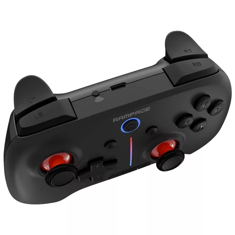 Rampage Hydra Pro Pad Wireless RGB 2.4G Hall Effect χειριστήριο με μαγνητικά triggers, μαύρο