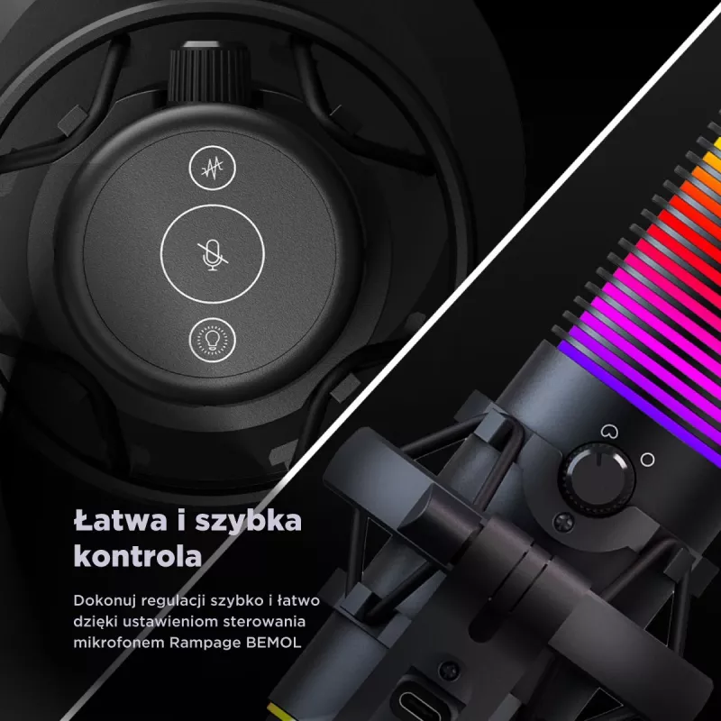 Rampage Bemol RGB USB-C μικρόφωνο gaming, μαύρο
