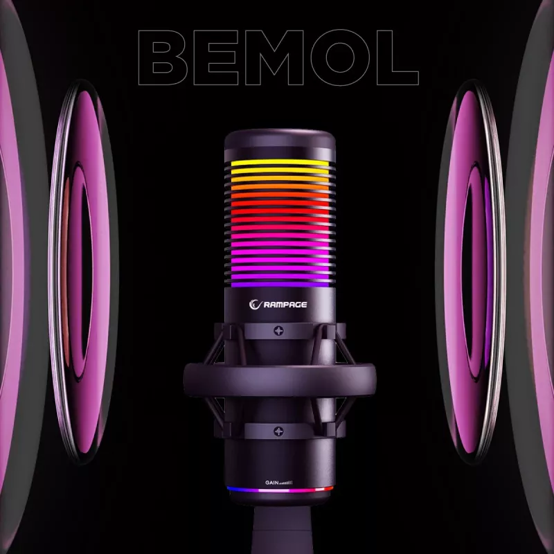 Rampage Bemol RGB USB-C μικρόφωνο gaming, μαύρο