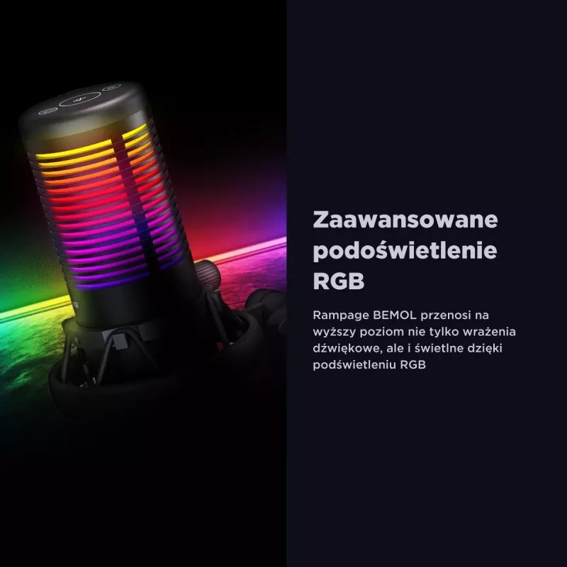 Rampage Bemol RGB USB-C μικρόφωνο gaming, μαύρο