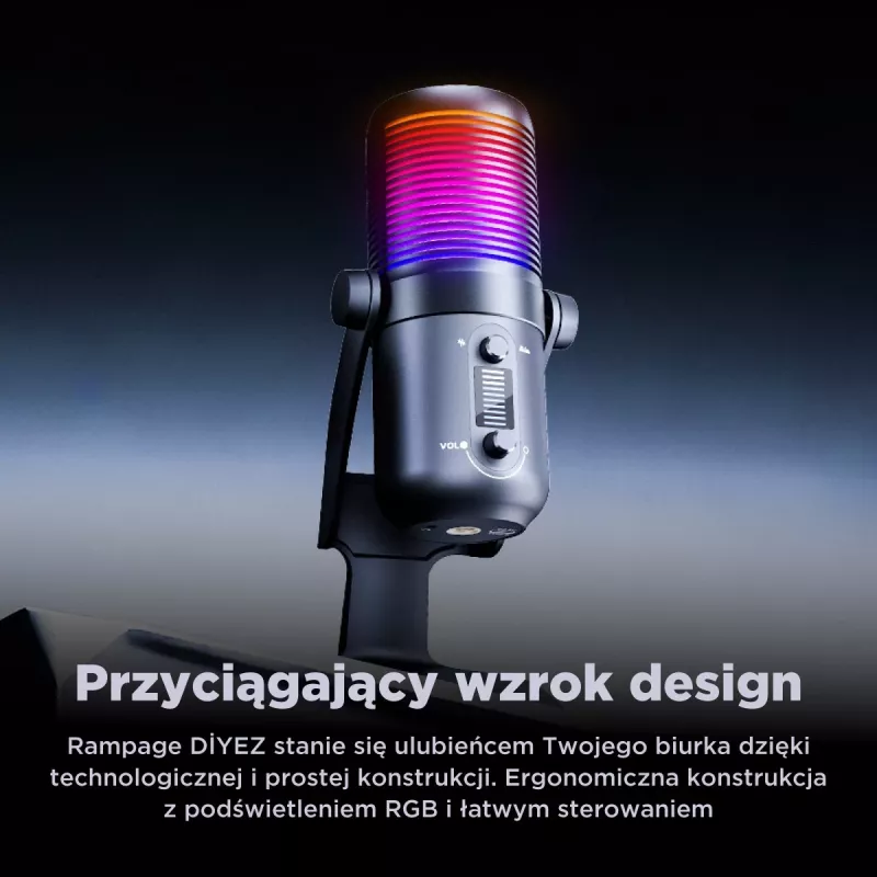Rampage Diyez RGB USB-C μικρόφωνο gaming, μαύρο