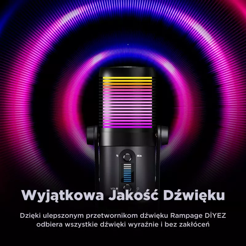 Rampage Diyez RGB USB-C μικρόφωνο gaming, μαύρο