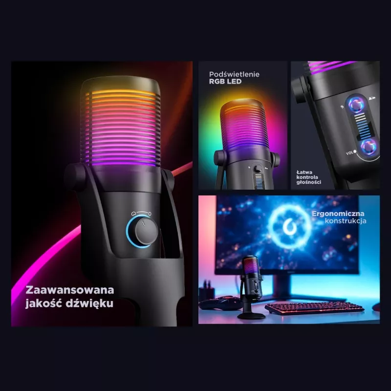 Rampage Diyez RGB USB-C μικρόφωνο gaming, μαύρο