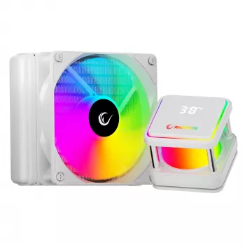 Rampage INFINITE V120 all-in-one υδρόψυκτη ψύκτρα CPU 120mm ARGB, ένδειξη θερμοκρασίας, λευκό