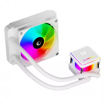 Rampage INFINITE V120 all-in-one υδρόψυκτη ψύκτρα CPU 120mm ARGB, ένδειξη θερμοκρασίας, λευκό