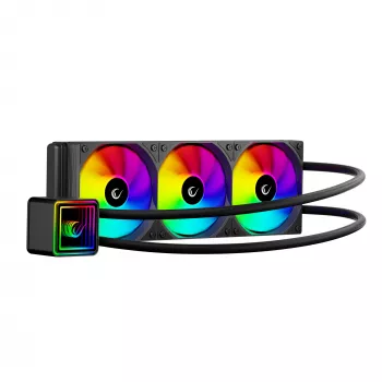 Rampage INFINITE V360 AIO υδρόψυκτη ψύκτρα CPU 360mm ARGB, ψηφιακή οθόνη θερμοκρασίας, μαύρο