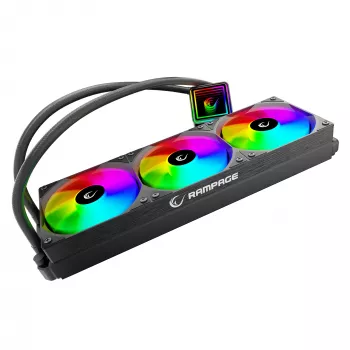 Rampage INFINITE V360 AIO υδρόψυκτη ψύκτρα CPU 360mm ARGB, ψηφιακή οθόνη θερμοκρασίας, μαύρο