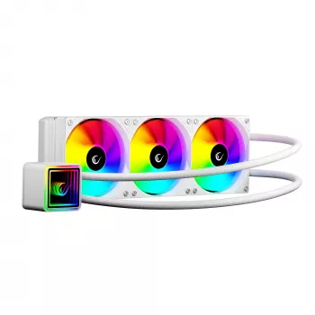 Rampage INFINITE V360 all-in-one υδρόψυκτη ψύκτρα CPU 360mm ARGB, ένδειξη θερμοκρασίας, λευκό