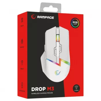 Rampage Drop M3 V2 ασύρματο ποντίκι gaming 24000 DPI 1000 Hz, λευκό