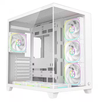 RAMPAGE SEALITE-WHITE κουτί PC Mid-Tower με tempered glass, 7x ARGB PWM ανεμιστήρες, λευκό