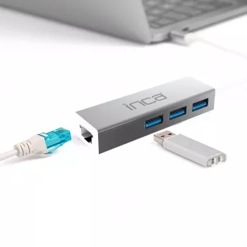 INCA IUSB-03TX προσαρμογέας USB 3.0 σε Gigabit Ethernet με προσαρμογέα USB-C, 1000Mbit/s, μαύρο