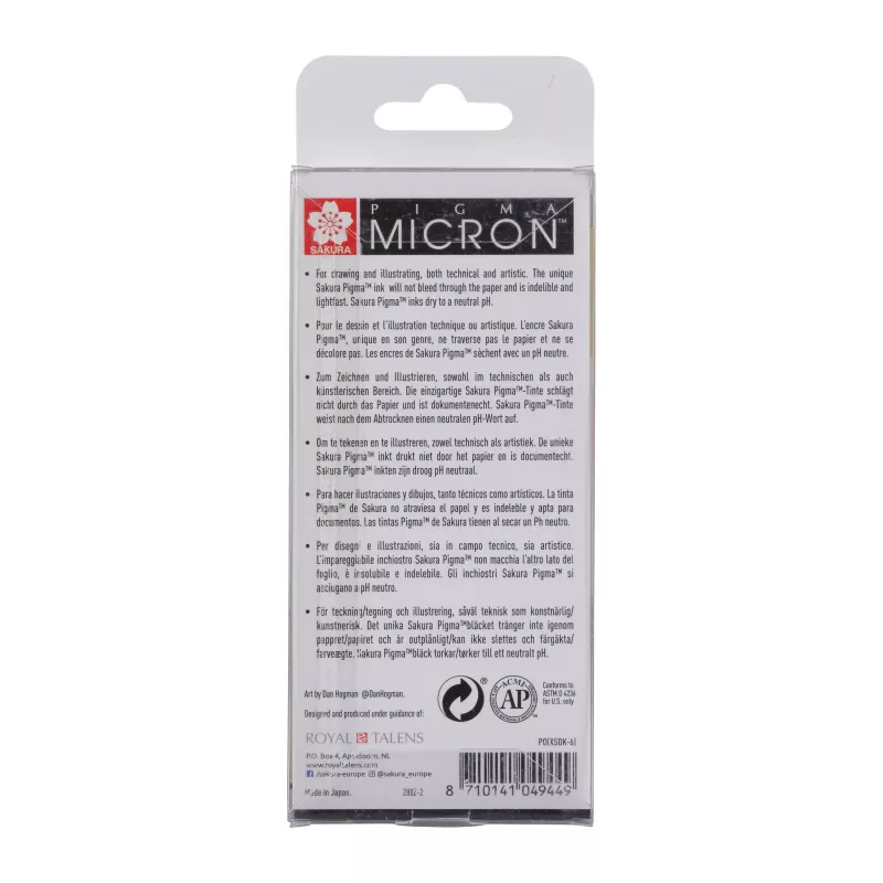 Sakura Pigma Micron σετ 6 μαρκαδόρων fineliner μαύρο