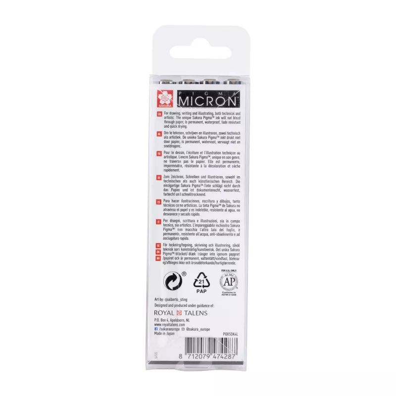 Sakura Pigma Micron Σετ στυλό fineliner Cool Gray 4 τεμ.
