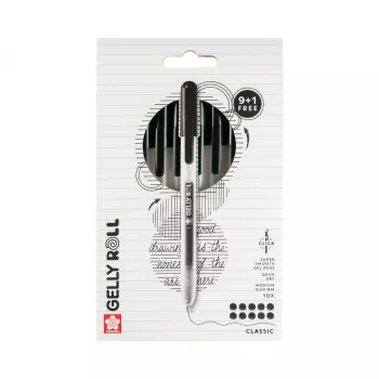 Sakura 9+1 Free Gelly Roll Retractable Classic πένα gel διαφανές 0,4 mm μαύρο μελάνι συσκευασία 10 τεμ.