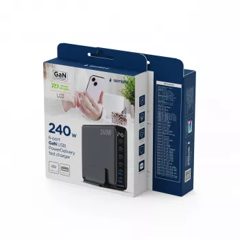 Gembird TA-UC-2A4C-PD240-01-BK 6-Θυρών Φορτιστής USB 240W GaN Μαύρο