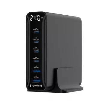 Gembird TA-UC-2A4C-PD240-01-BK 6-Θυρών Φορτιστής USB 240W GaN Μαύρο