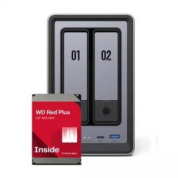UGREEN DXP2800 2-Bay NAS με 2x 4TB WD Red Plus, Intel N100, 8GB DDR5, 2.5GbE