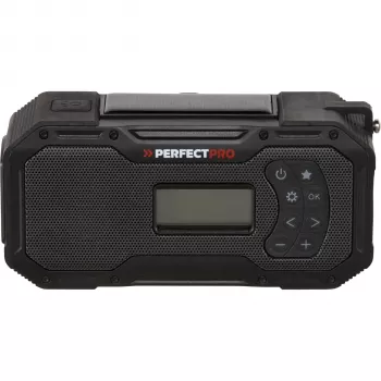 PerfectPro E-100 Ραδιόφωνο έκτακτης ανάγκης με ηλιακό πάνελ, χειροκίνητο στρόφαλο, LED φακός, powerbank, AM/FM, IPX3