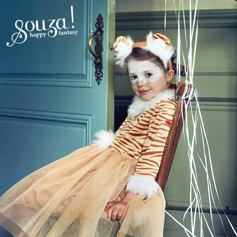 Souza! Thara Tigress Κουστούμι φόρεμα + στέκα για κορίτσια 3-4 ετών