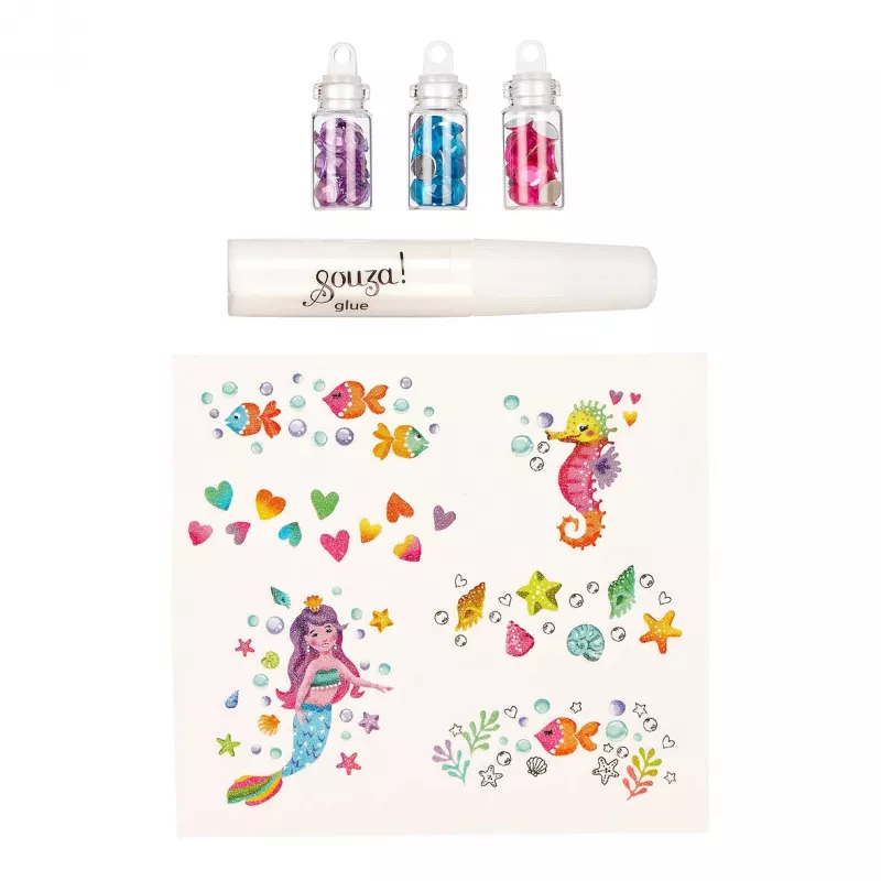 Souza! σετ glitter tattoo με κρυστάλλους γοργόνα 5 τεμ.